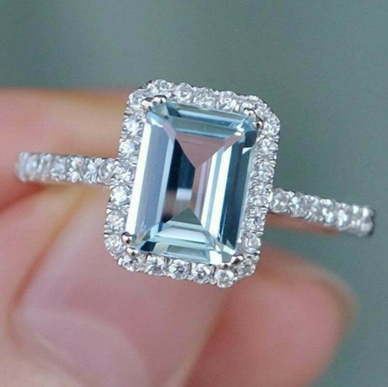 Aquamarine Diamond Cocktail Ring 16Ct Aqua 2.30Ct Diamond 18Ct White G –  Antique Jewellery Online